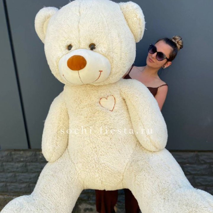 Белый плюшевый мишка XL в Краснодаре