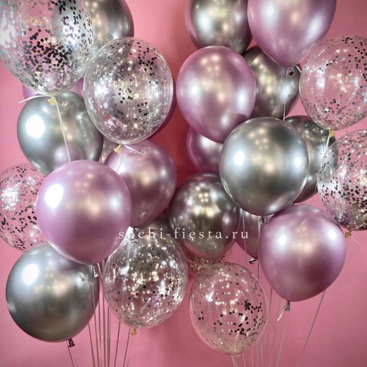 Фонтан шаров "Silver pink" в Краснодаре