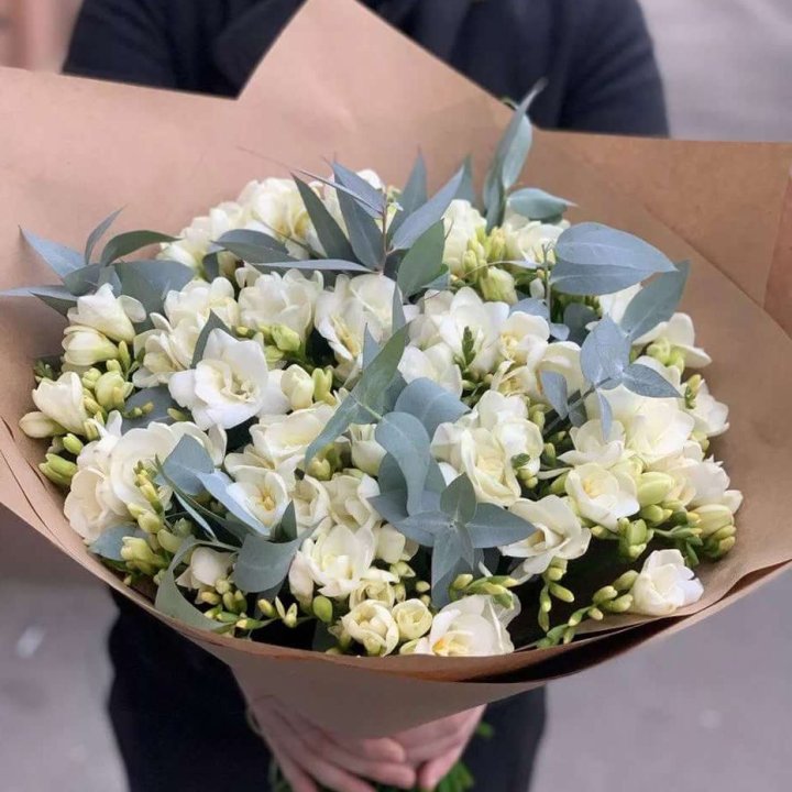 51 фрезия с эвкалиптом в Краснодаре