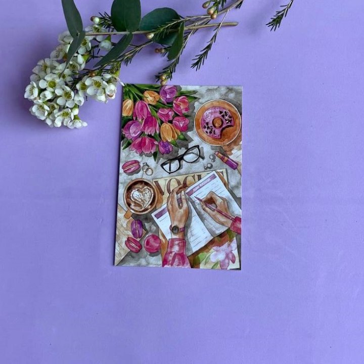 Открытка к букету "Lady at work" в Краснодаре