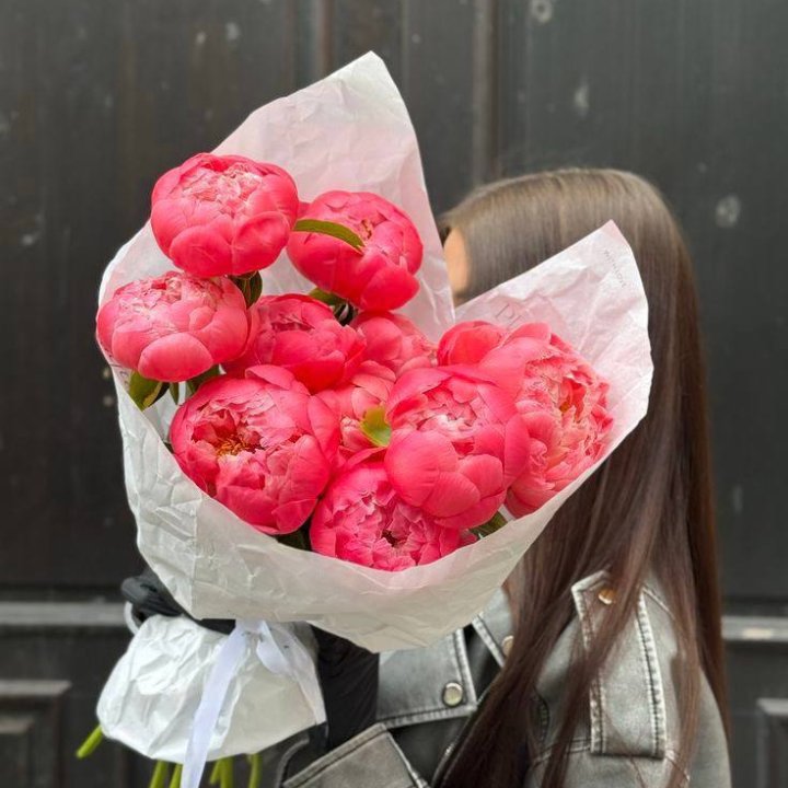 9 коралловых пионов в Краснодаре