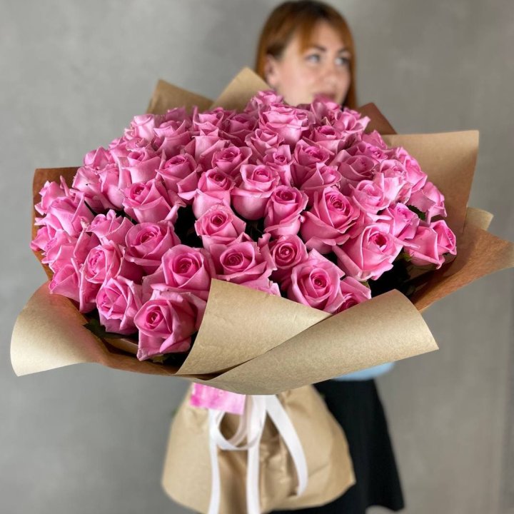 101 розовая роза в Краснодаре