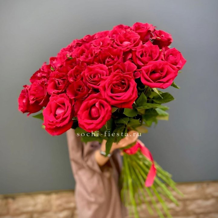 51 высокая красная роза в Краснодаре