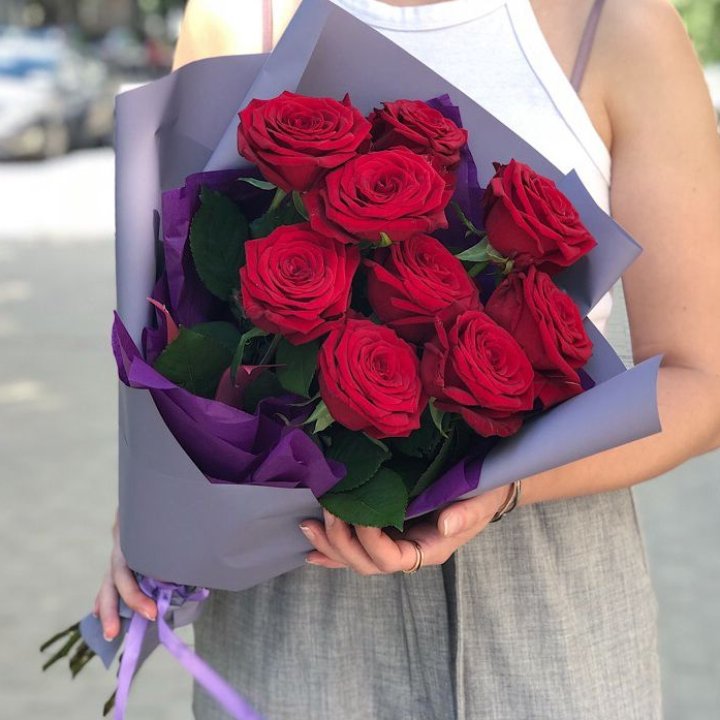 9  красных роз №1 в Краснодаре
