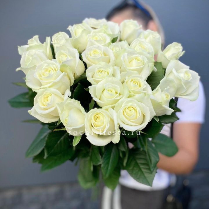 Голландские розы White 25 с доставкой в Краснодаре