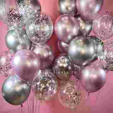 Фонтан шаров "Silver pink" в Краснодаре